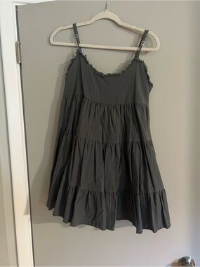 Mustard Seed Spaghetti-Strap Swing Dress - Charcoal Gray